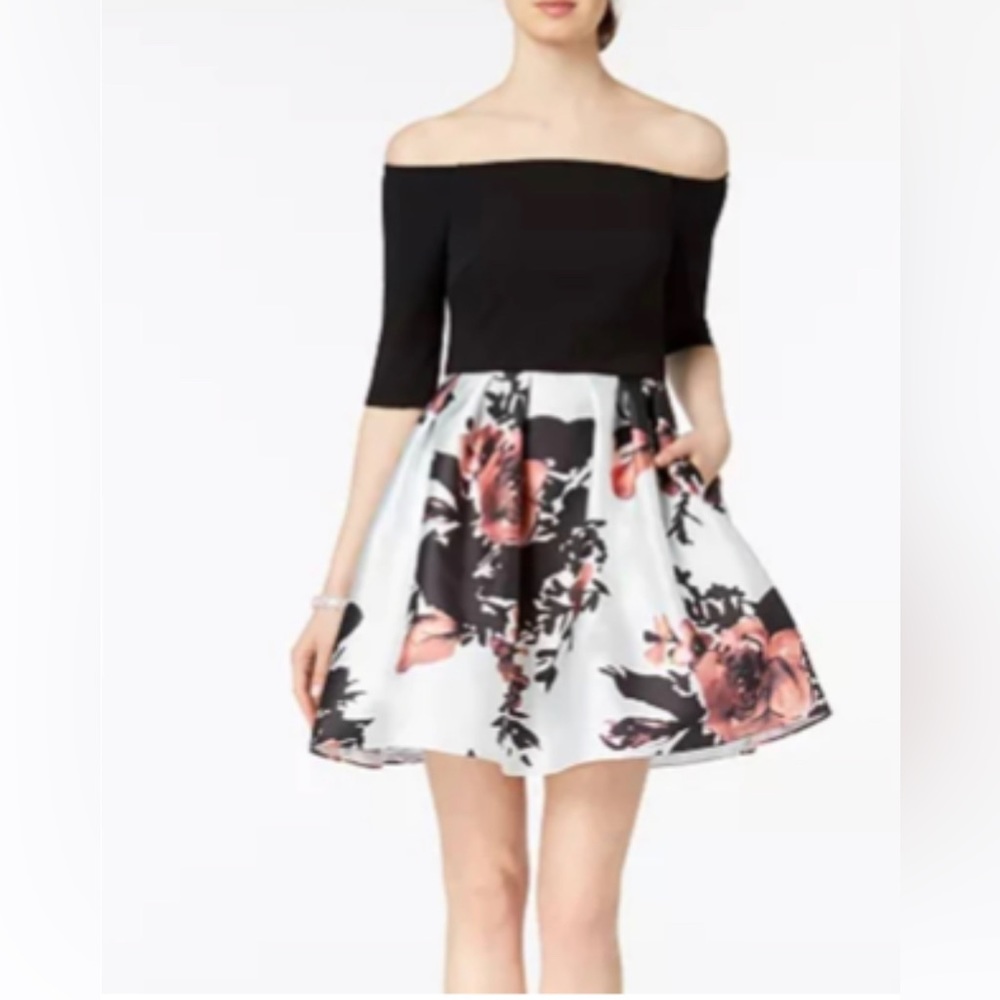 Betsy & Adam Black Floral dress- 6
